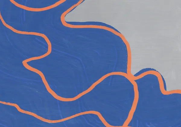 Fluid Organic Contours in Cobalt & Orange - Little Dean