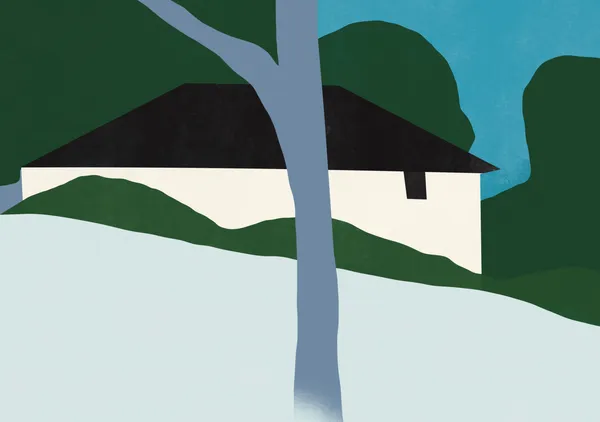 Country House Behind Tree in Emerald, Forest & Slate - Little Dean