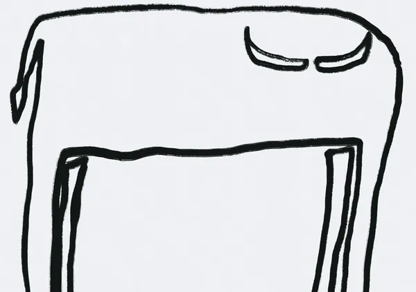 Minimalist Bull Contour in Charcoal & Off-White - Little Dean