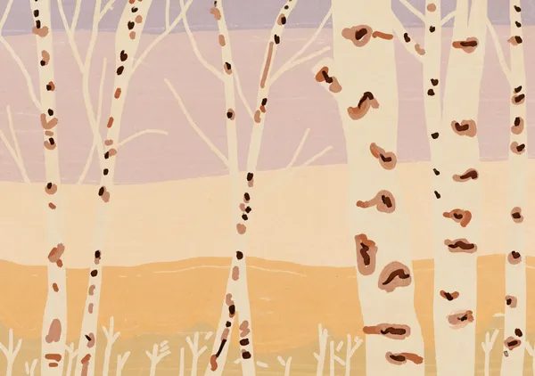 Golden Birch Grove in Ochre & Blush - Little Dean