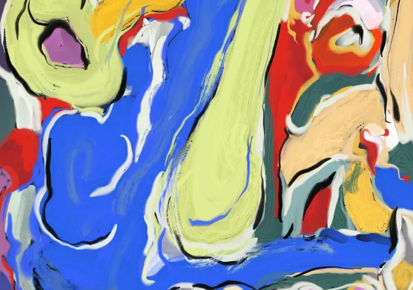 Vibrant Expressionist Swirls in Lapis & Ochre - Little Dean