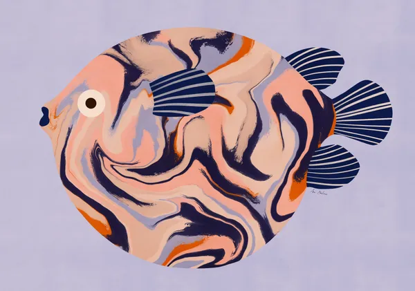 Marbled Pufferfish on Lavender - El buen limon