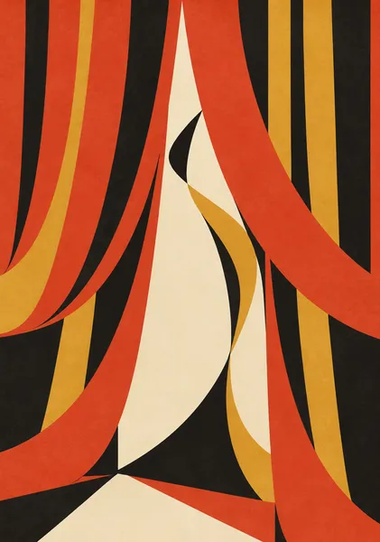 #033: The Grand Reveal — Vintage Circus Abstract Art, Modern Theater Wall Art Print | グランド・リヴィール ― 幕が開く、その瞬間 ― - Yuzy