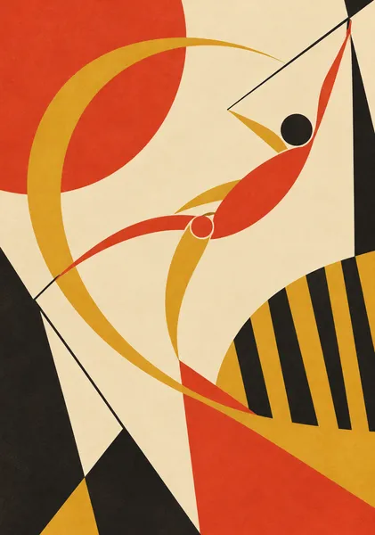 #034: The Art of Flight — Geometric Circus Art, Abstract Acrobat Poster - Yuzy