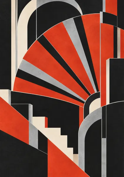 #039: The Geometry of Grandeur — Neo Deco Geometric Abstract Art, Art Deco Wall Print | 壮麗なる幾何学 ― 扇形が描く、現代ネオ・デコの世界 ― - Yuzy