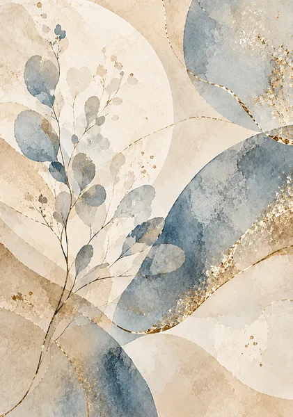 淡青の余白 - 静けさに咲く植物 Quiet Blue Botanica - Where Nature Meets Stillnes - Yuzy