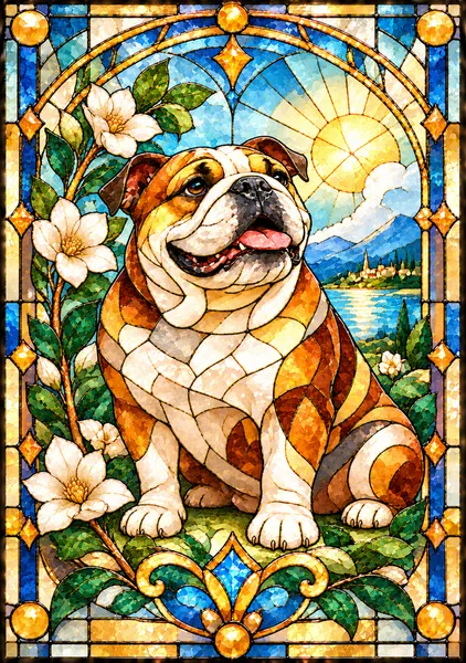 陽だまりの幸福犬ステンドグラス（ひだまりのこうふくけんステンドグラス） - ジーラック