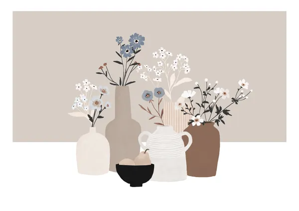Pottery and Flowers - Creme - Michal Marko