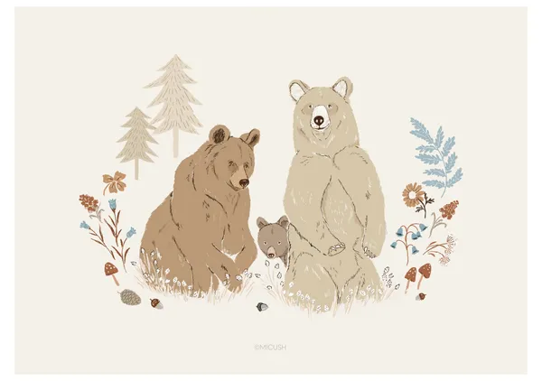 Bear Family in the Forest - Michal Marko