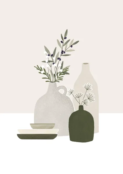 Pottery and Flowers - Olive Branch - Michal Marko