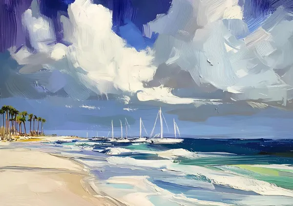 Sailboats On the Beach - Elena Avanesova