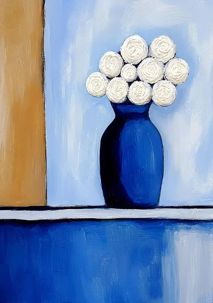 White Flowers in Blue - Elena Avanesova