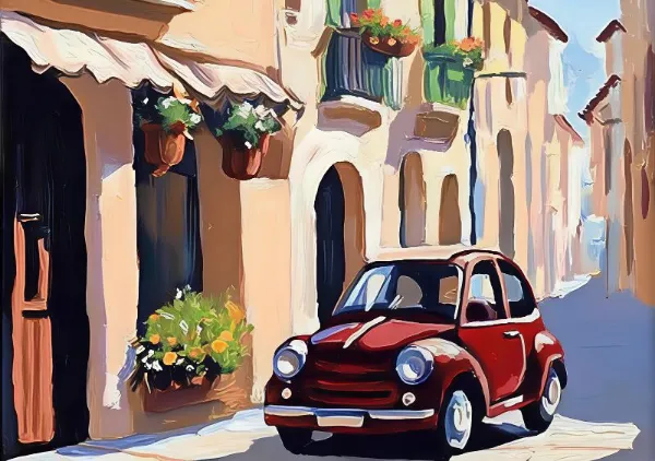 Red Car in the Street - Elena Avanesova