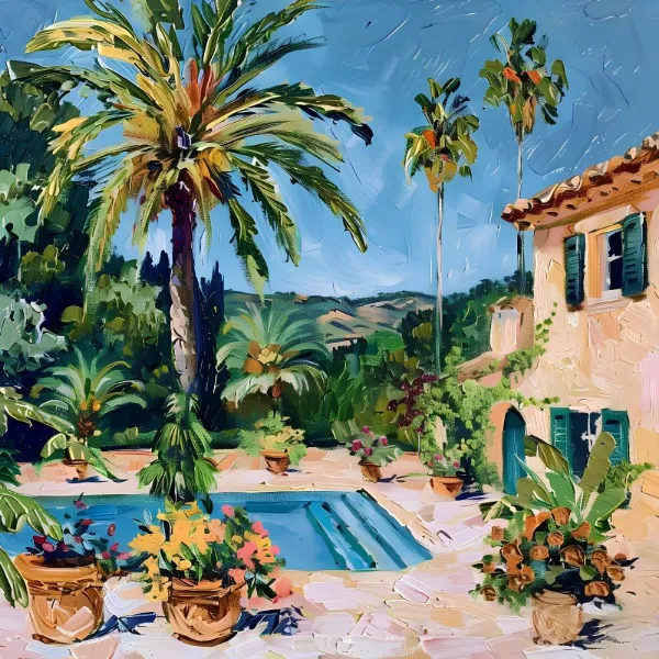 Pool And Palm Trees - Elena Avanesova