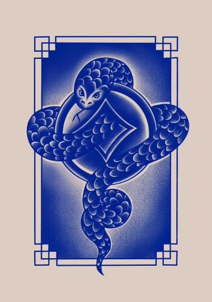 Snake Chinese Zodiac in blue - Alexandra Ramirez