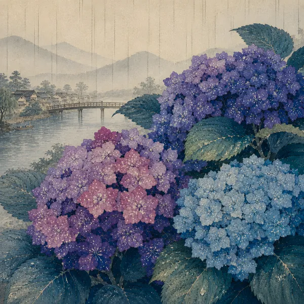 藍時雨　RAIN ON AJISAI - 森　一朗
