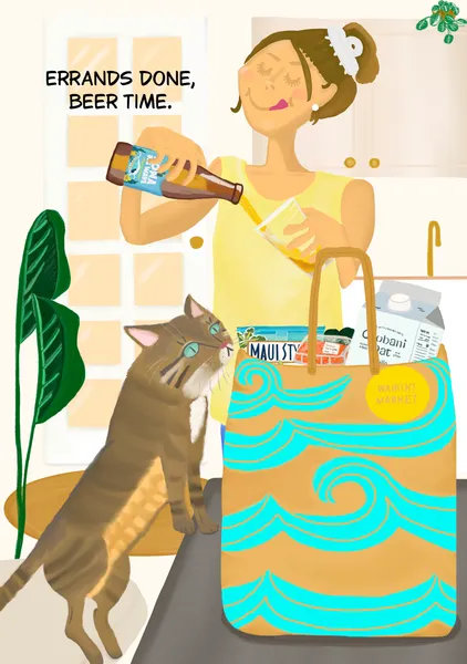 Errands done, beer time. - Hirai Ai