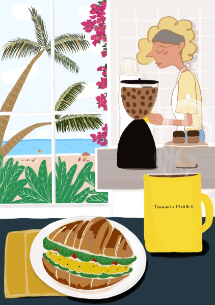 Croissant and coffee - Hirai Ai