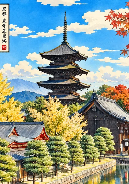 比叡山を背景に東寺五重塔 - MATSUTOMI HAYASHI