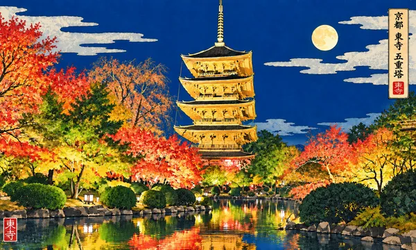 月夜の東寺五重塔 - MATSUTOMI HAYASHI