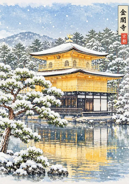 小雪舞う金閣寺 - MATSUTOMI HAYASHI