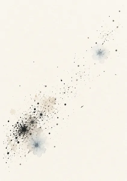 墨の点景 — 薄藍と墨の抽象アート - 墨一筆