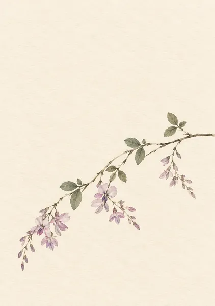 萩のこぼれ枝 — 薄藤と墨の秋草 - 墨一筆