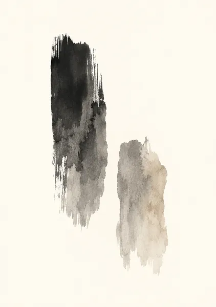 墨のあわい — 墨と暖灰の抽象アート - 墨一筆