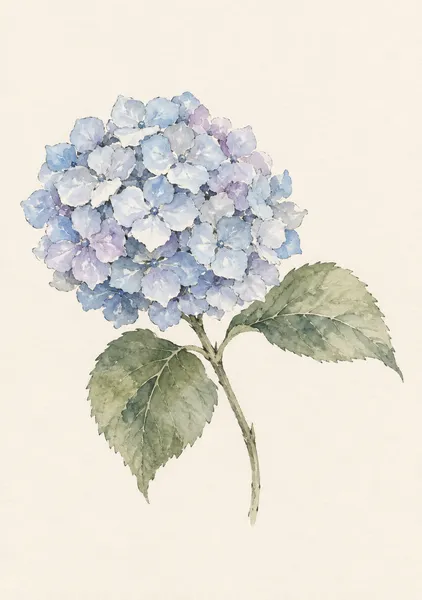 紫陽花の淡音 — 淡青と藤色の花アート - 墨一筆