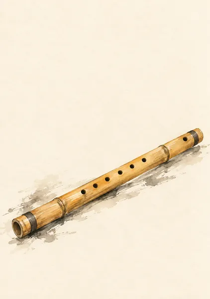 竹笛のひと息 — 蜂蜜色と墨の音間 - 墨一筆