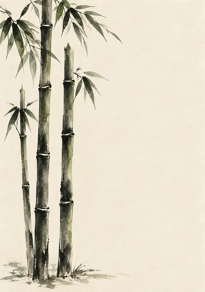 竹の間 — 墨と苔緑の竹林アート - 墨一筆