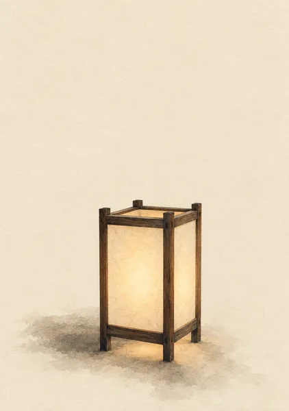 行燈のひかり — 薄金と墨の灯り - 墨一筆