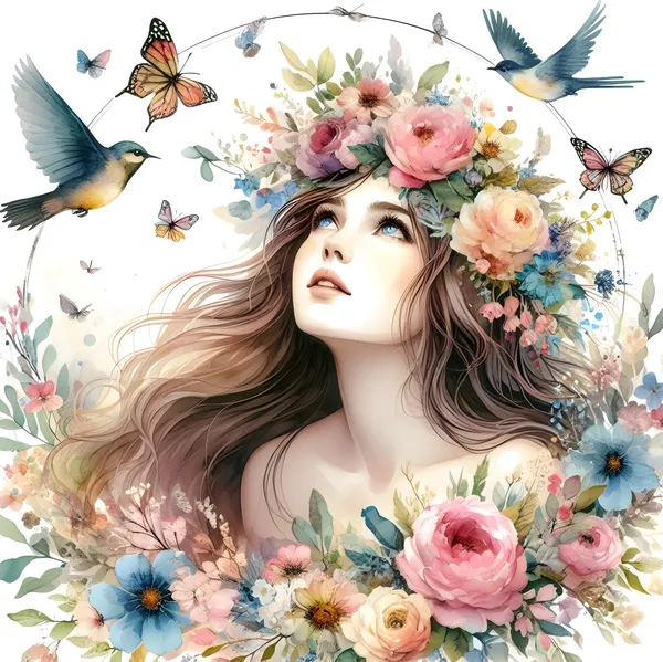 Beautiful woman in watercolor #1 - Enoon