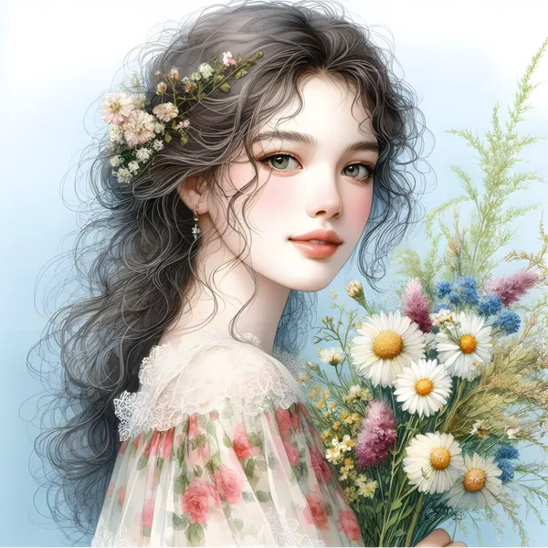 Beautiful woman in watercolor #5 - Enoon