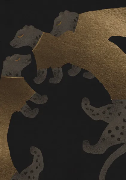 Luxury Minimalist Black and Gold Foil Abstract Leopards - DOXOLOGY