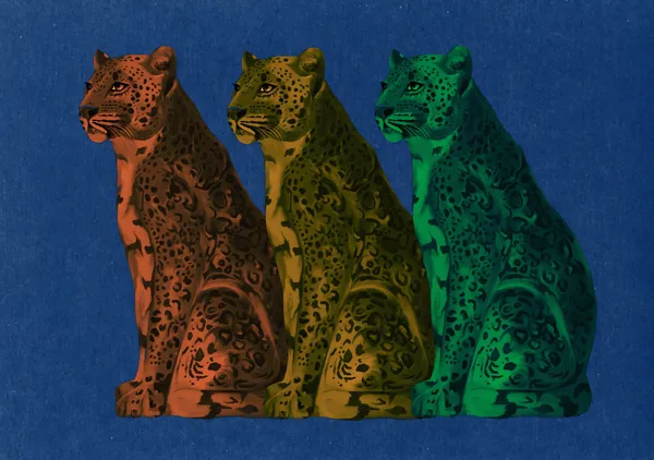 Retro Pop Art Trio Colorful Leopards Illustration - DOXOLOGY