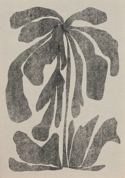 Charcoal Linocut Botanical Abstract Drawing - DOXOLOGY
