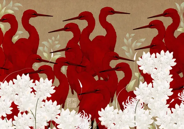 Crimson Herons and White Blossoms - DOXOLOGY