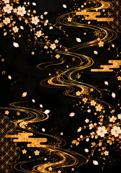 金桜流麗   Golden Sakura Flow - CYRURU ART