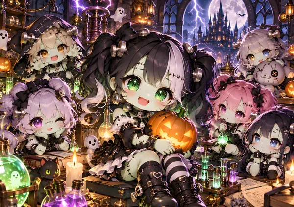 Frankenstein Monster Chibi Girls - konkapo00