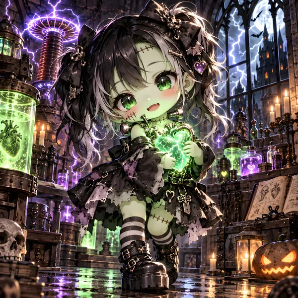 Cute Frankenstein Monster Girl Chibi - konkapo00
