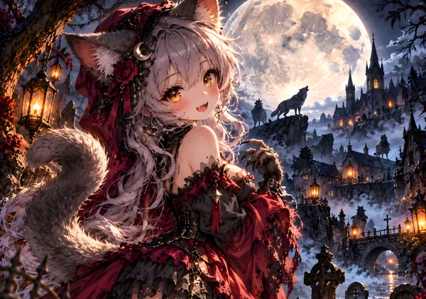 Wolf Man Moon: Enchanted Cat Girl - konkapo00