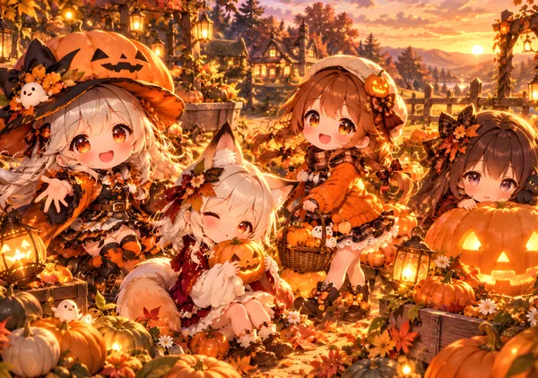 Pumpkin Patch Chibi Girls | Autumn Magic - konkapo00
