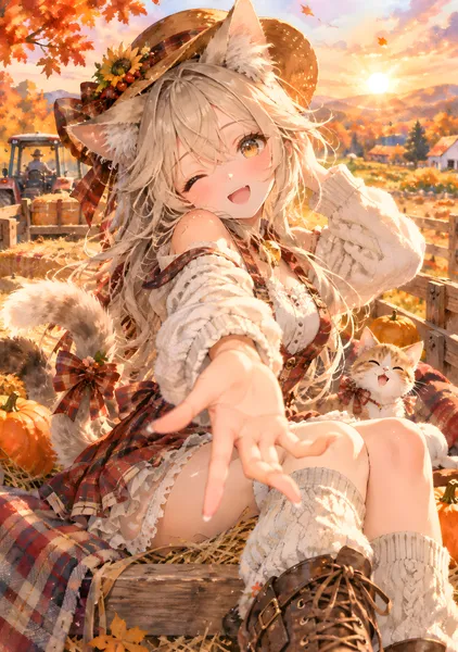 Autumn Hayride with a Cute Cat Girl - konkapo00