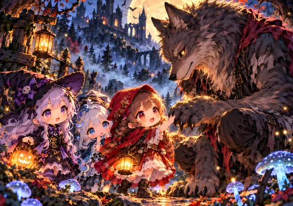 Cute Chibi Girls Meet the Wolf Man - konkapo00
