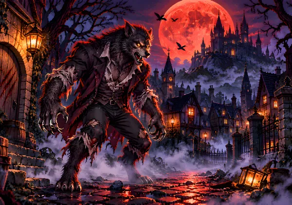 The Wolf Man Under the Blood Moon - konkapo00