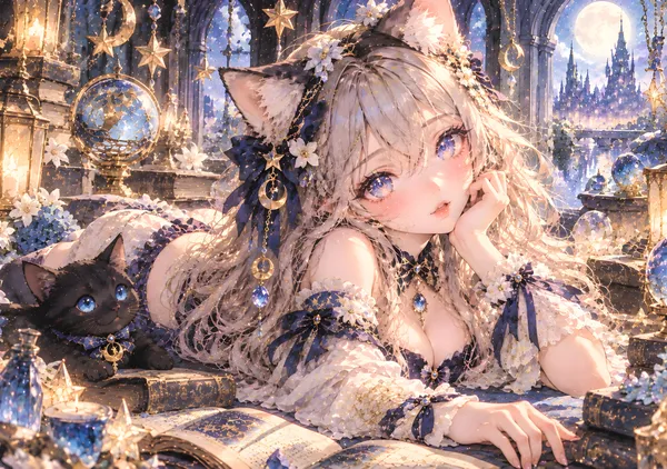 Spellbound Catgirl | Magical Anime Fantasy Art - konkapo00