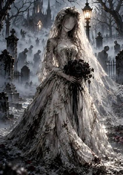 The Faceless Bride – Foggy Cemetery Horror - konkapo00
