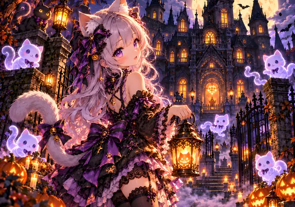 Cute Cat Girl at the Haunted House - konkapo00