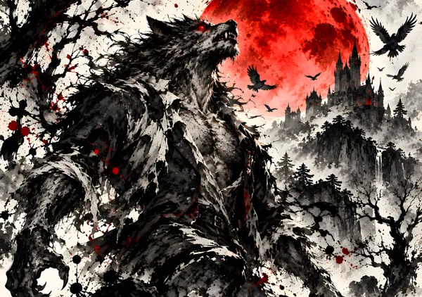 The Wolf Man Under the Blood Moon - konkapo00